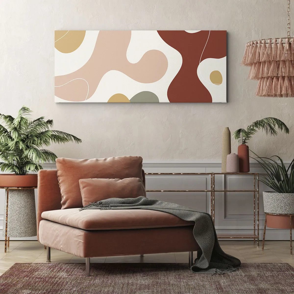 Quadro em tela - Ziguezagues ornamentais - 100x40 cm