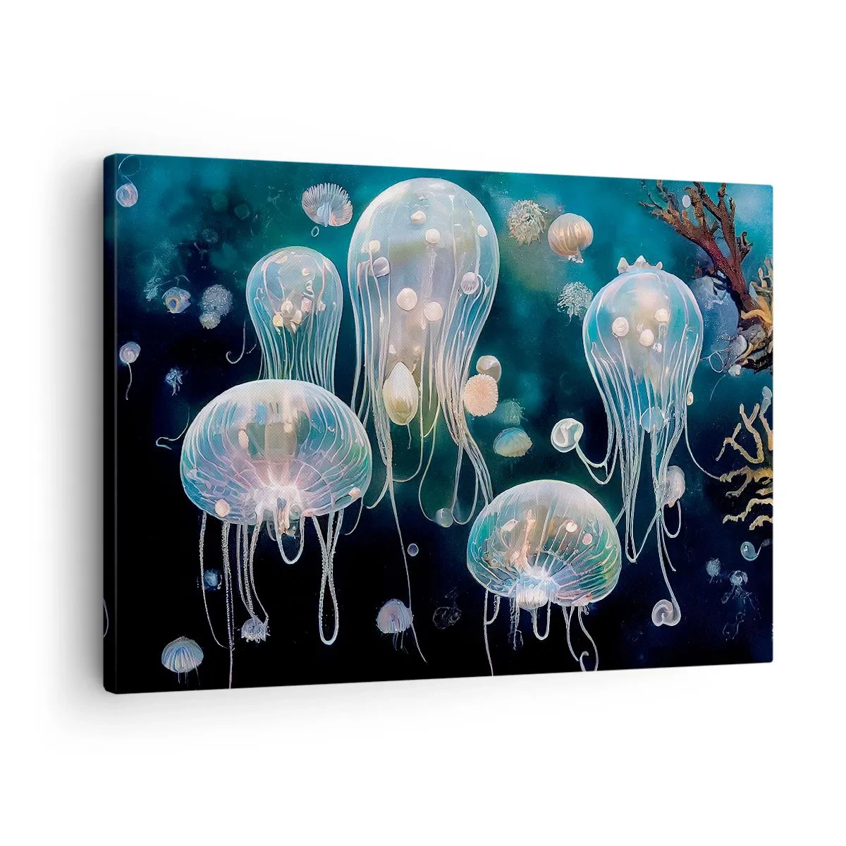 Quadro em tela - Água-viva delicada no mundo subaquático - 70x50cm - Bola Subaquática - Decoração de parede moderna para a sala de estar e quarto ARTTOR
