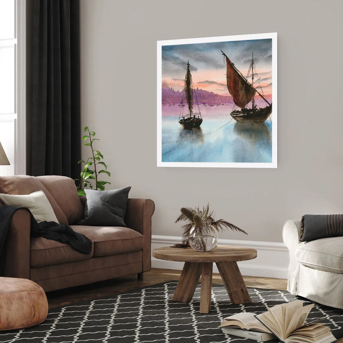 Pôster - Noite no porto - 30x30 cm