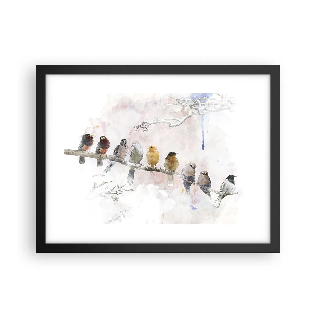 Pôster com moldura preta - Reunião alada - 40x30 cm