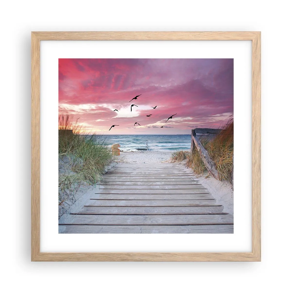 Pôster com moldura de carvalho claro - Impressão do Báltico - 40x40 cm