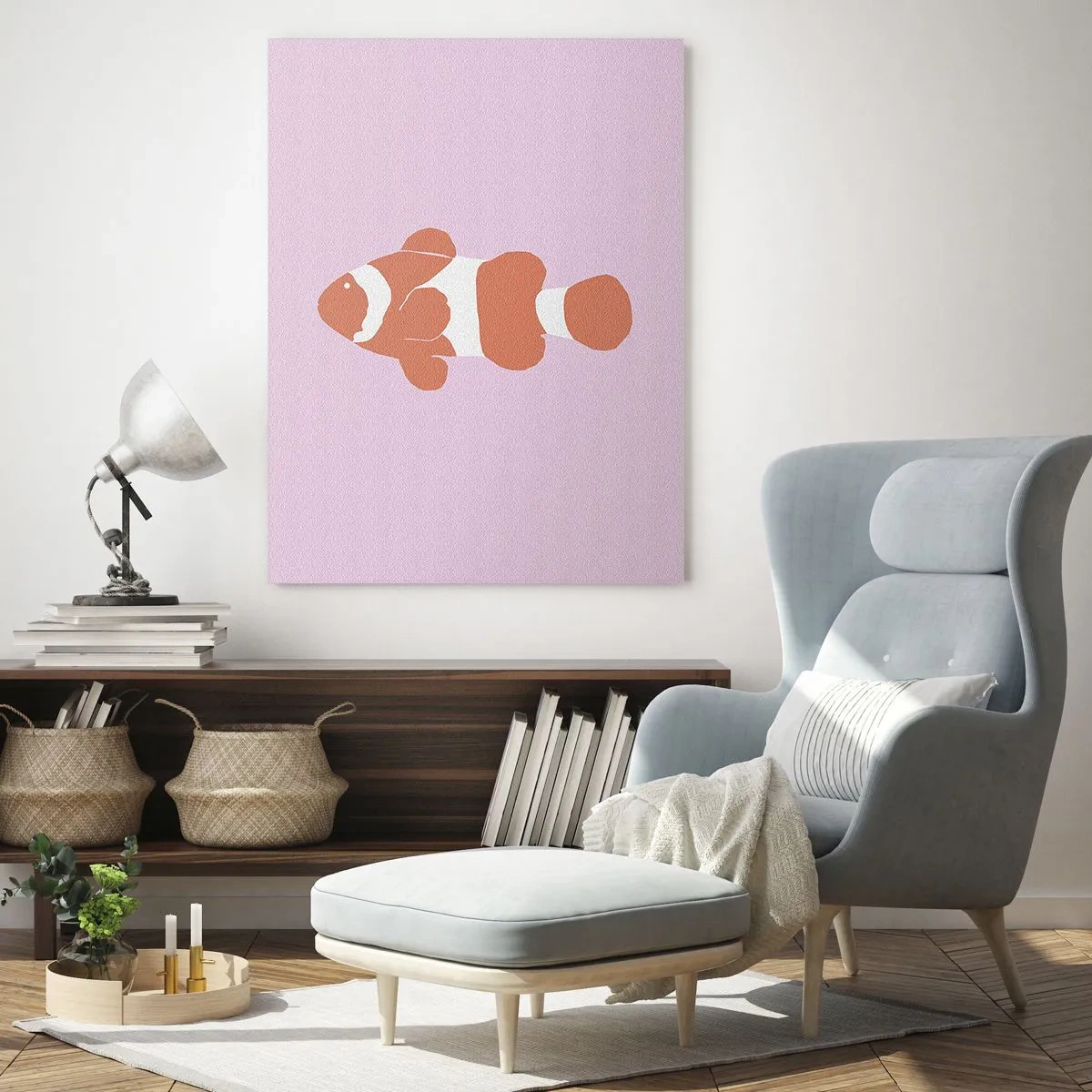 Quadro em vidro - Em coral no rosto e na cauda - 80x120 cm