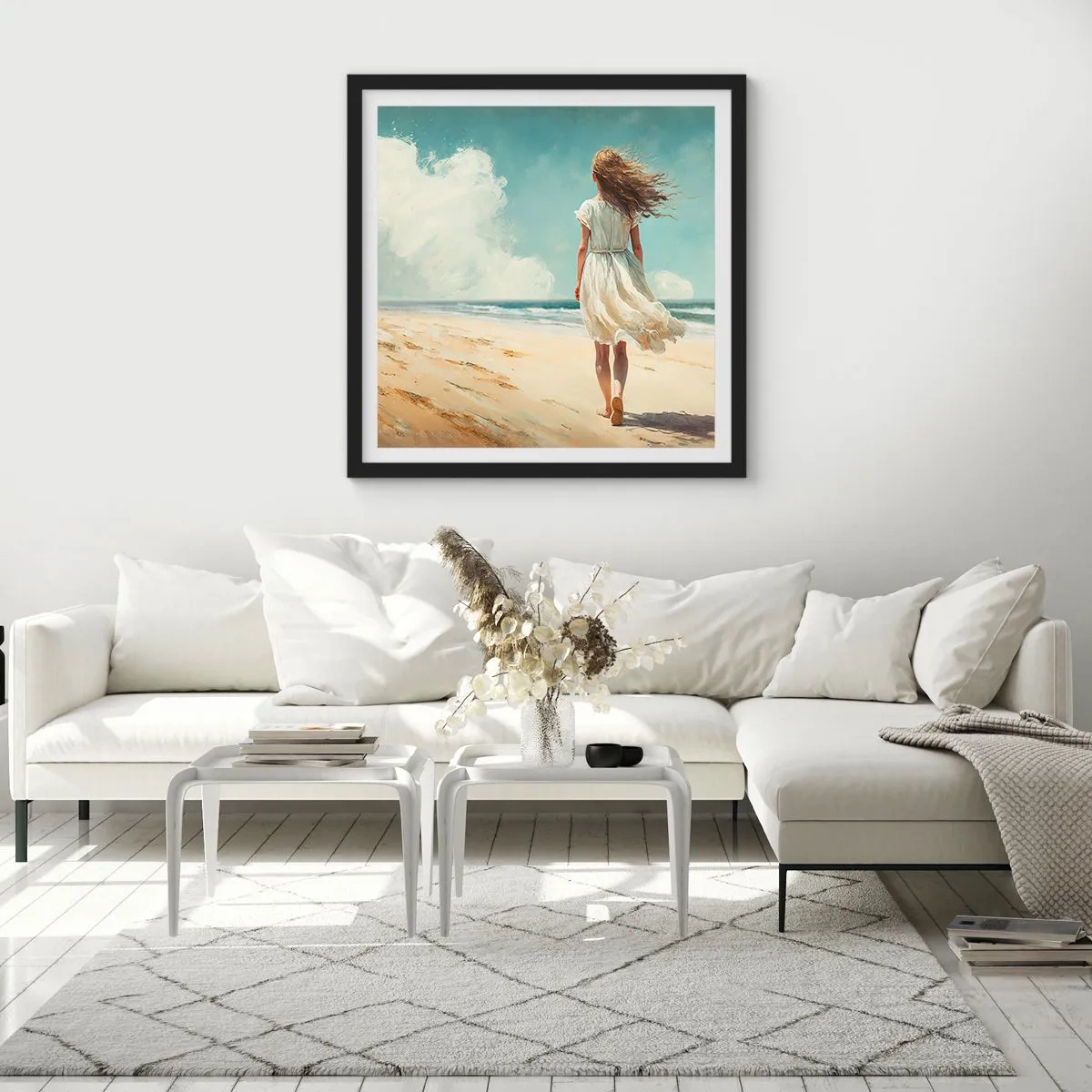 Pôster com moldura preta - Para encontrar o sol e o vento - 40x40 cm