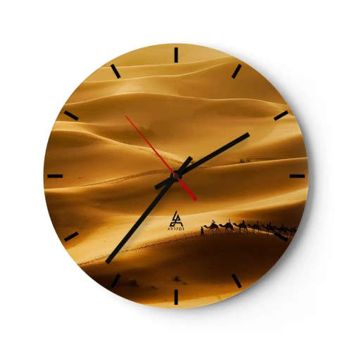 Relógio de parede - Relógio em vidro - Caravana nas ondas do deserto - 40x40 cm