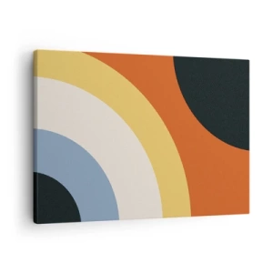 Quadro em tela - Arte abstrata com arcos coloridos e círculos contrastantes - 70x50cm - Um para o outro - Decoração de parede moderna para a sala de estar e quarto ARTTOR