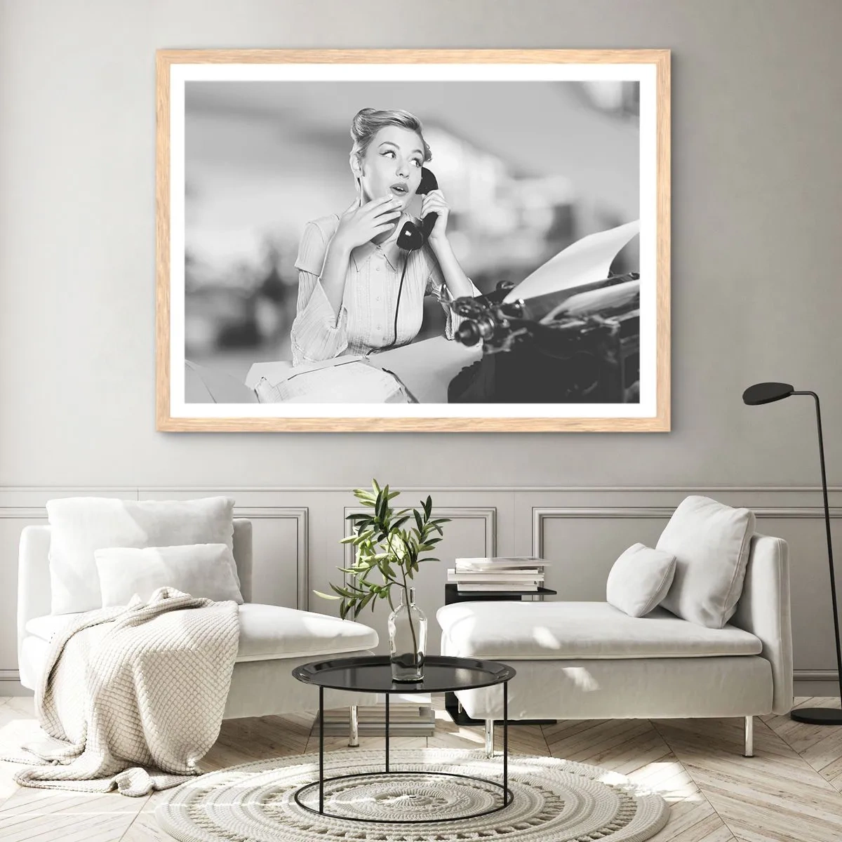 Pôster com moldura de carvalho claro - Olá, estes são os anos 50. - 100x70 cm