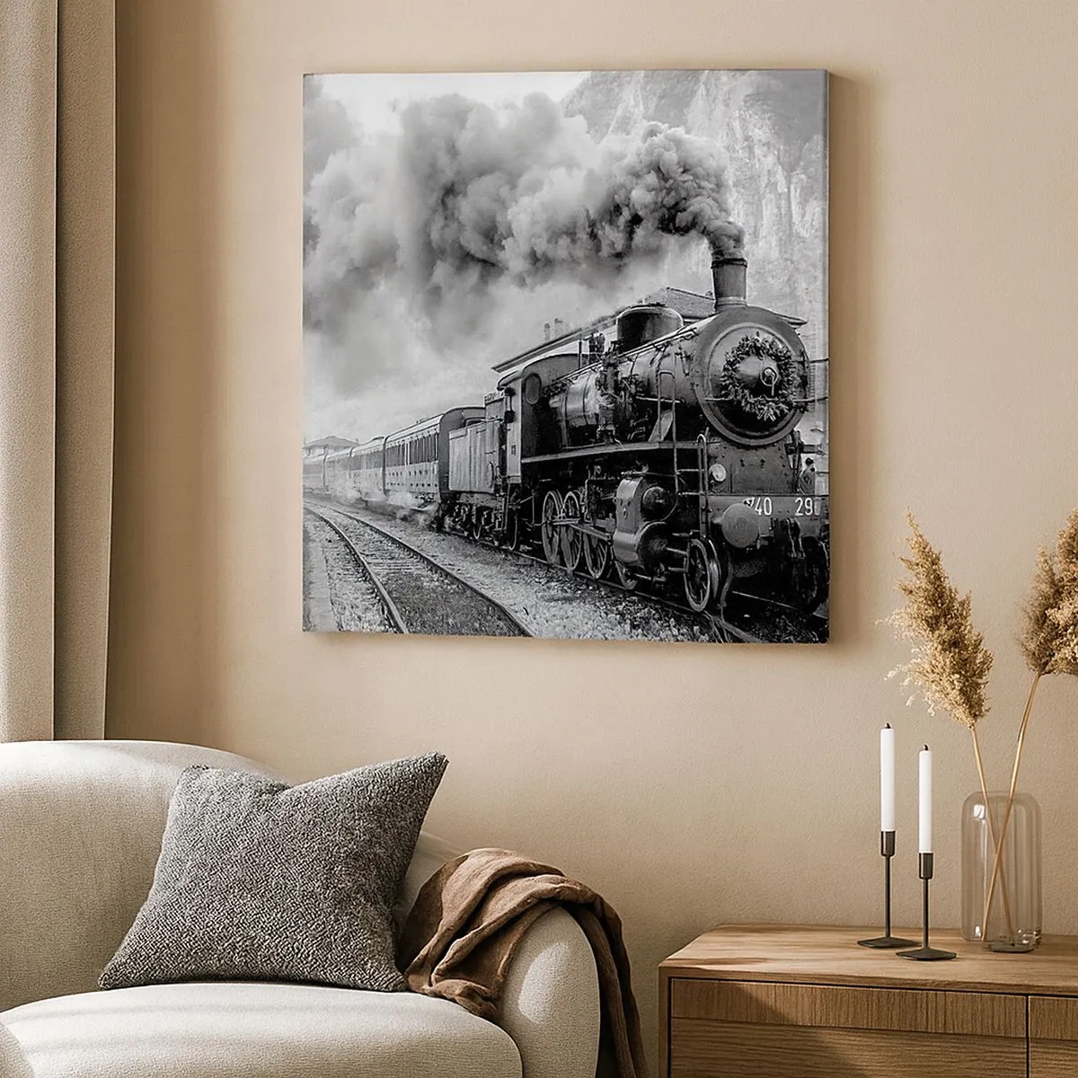 Quadro em tela - À espera na estação... - 30x30 cm