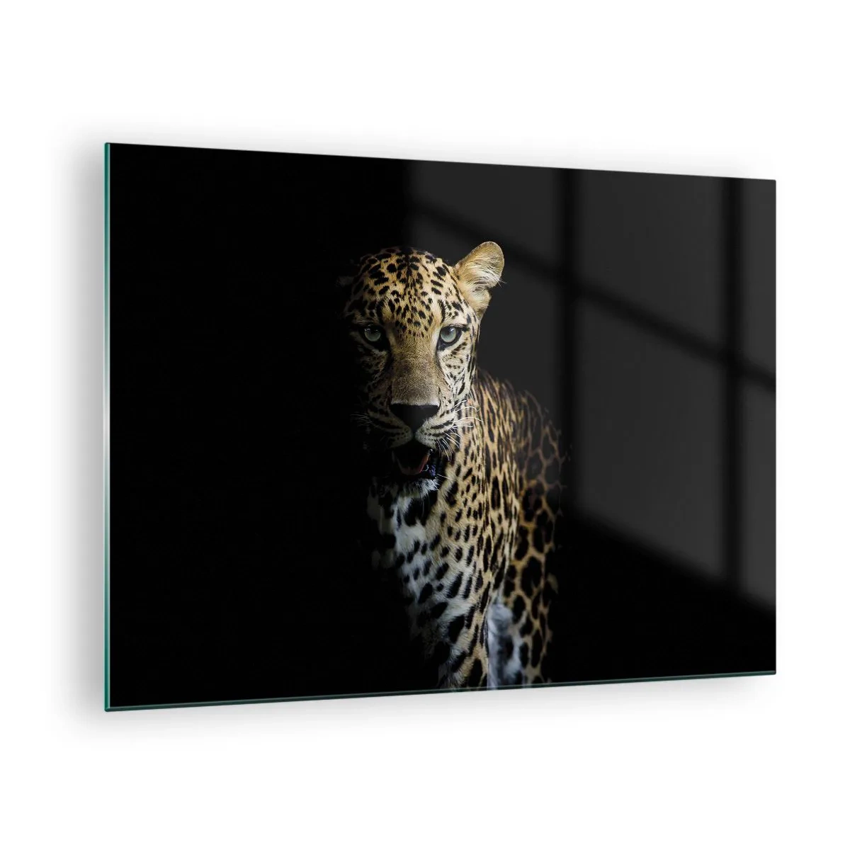 Quadro em vidro - Leão na sombra - 70x50cm - Beleza escura - Decoração de parede moderna para a sala de estar e quarto ARTTOR