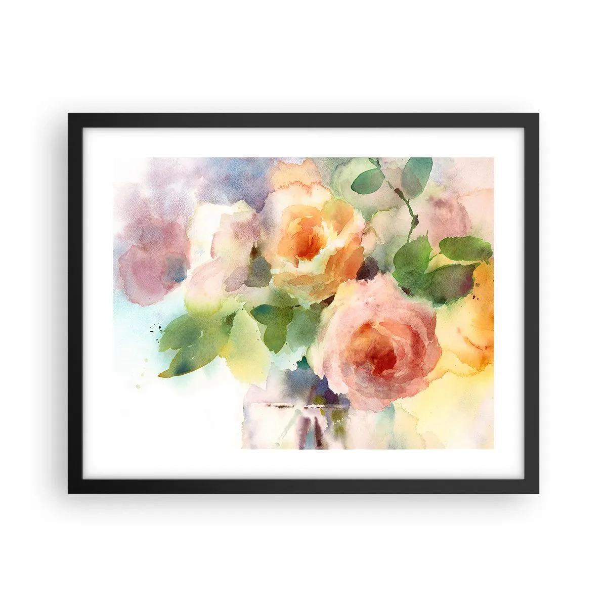 Pôster com moldura preta - Delicado como uma aquarela - 50x40 cm