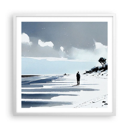 Pôster em moldura branca - Sozinho - 60x60 cm