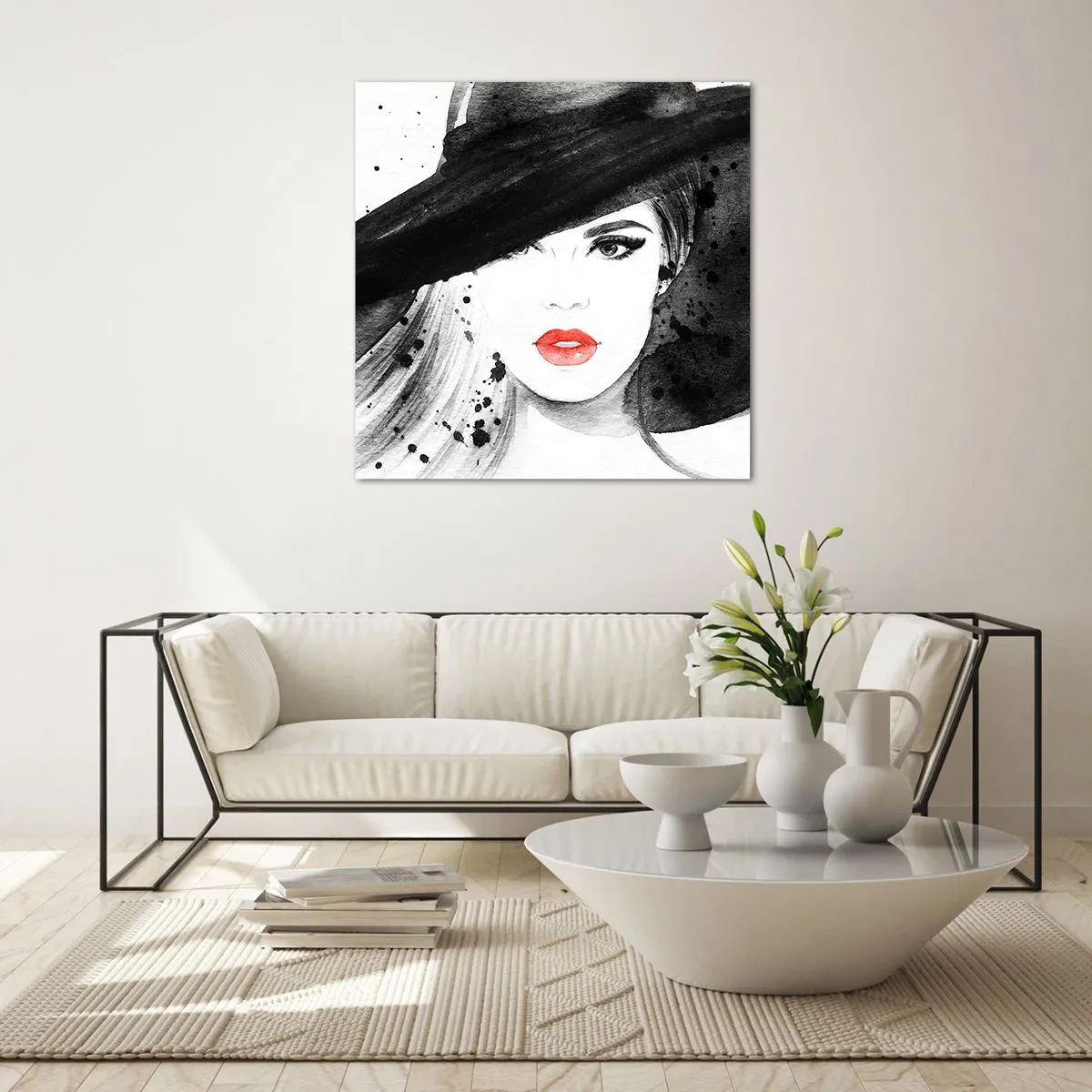 Quadro em vidro - Dama de Preto - 50x50 cm