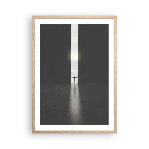 Pôster com moldura de carvalho claro - Um passo para um futuro brilhante - 50x70 cm