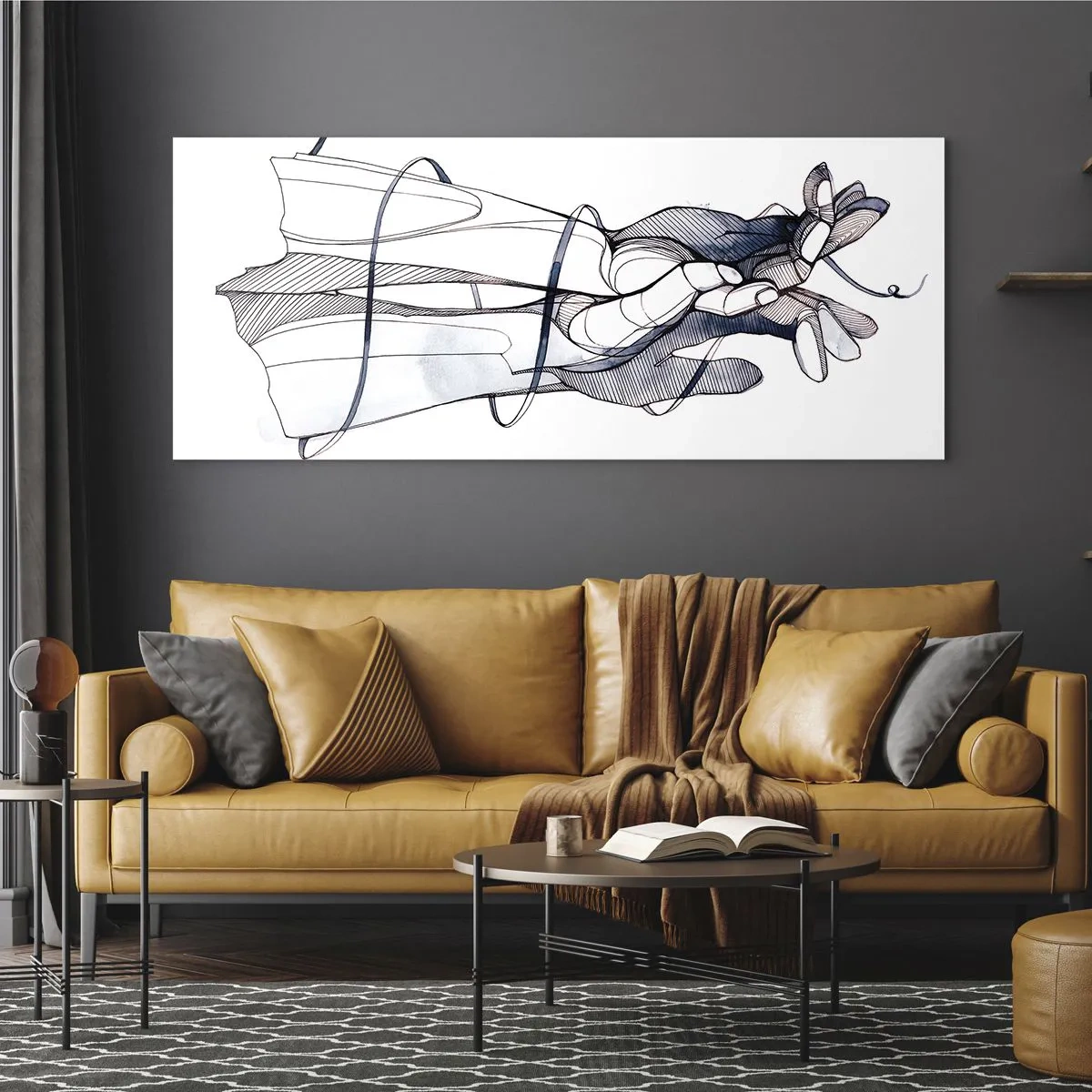 Quadro em vidro - Estudo do toque - 160x50 cm