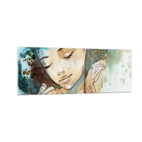 Quadro em vidro - Dama em azul - 140x50 cm