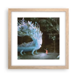 Pôster com moldura de carvalho claro - Encontro fantástico - 30x30 cm