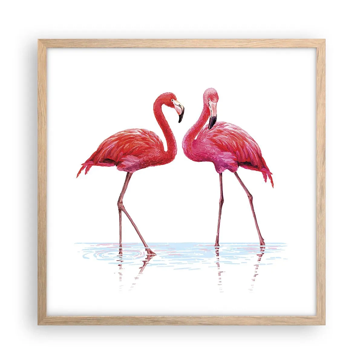 Pôster com moldura de carvalho claro - Rosa randez-vous - 50x50 cm