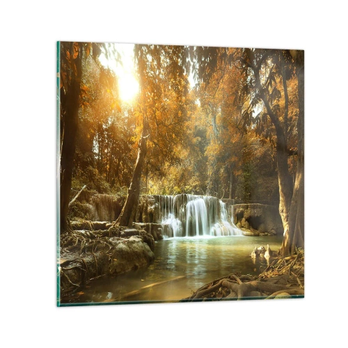 Quadro em vidro - A cascata do parque - 30x30 cm
