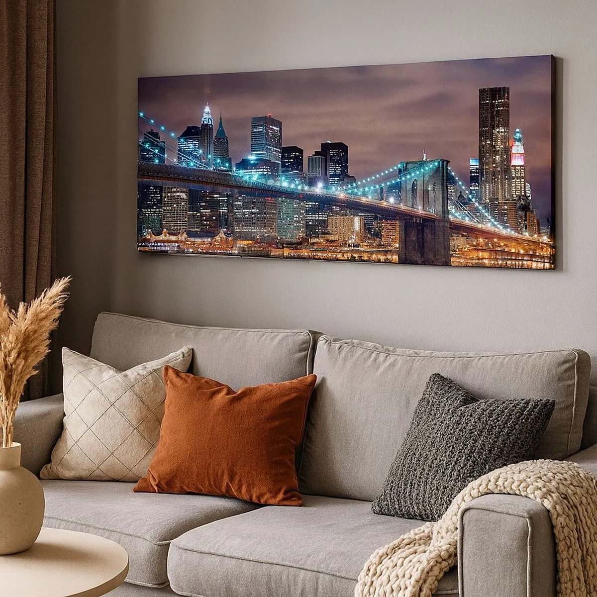 Quadro em tela - Luzes de uma cidade grande - 100x40 cm