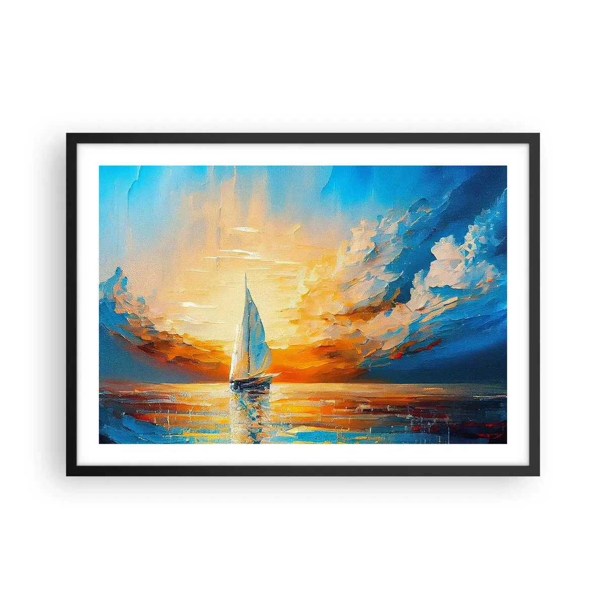 Pôster com moldura preta - Balsa em ouro - 70x50 cm