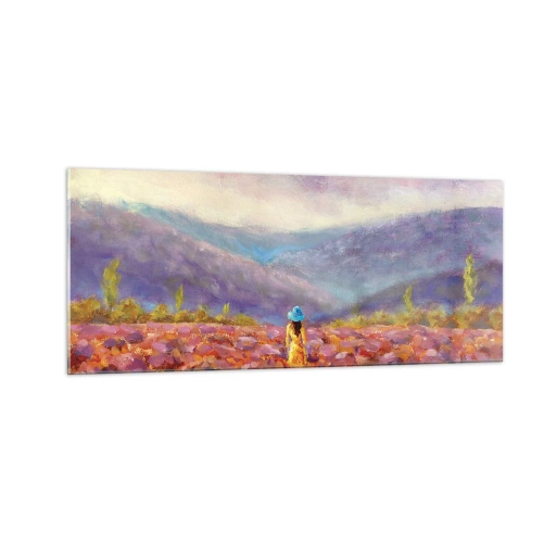 Quadro em vidro - No mundo da lavanda - 100x40 cm