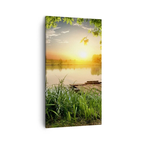 Quadro em tela - Paisagem em uma moldura verde - 45x80 cm