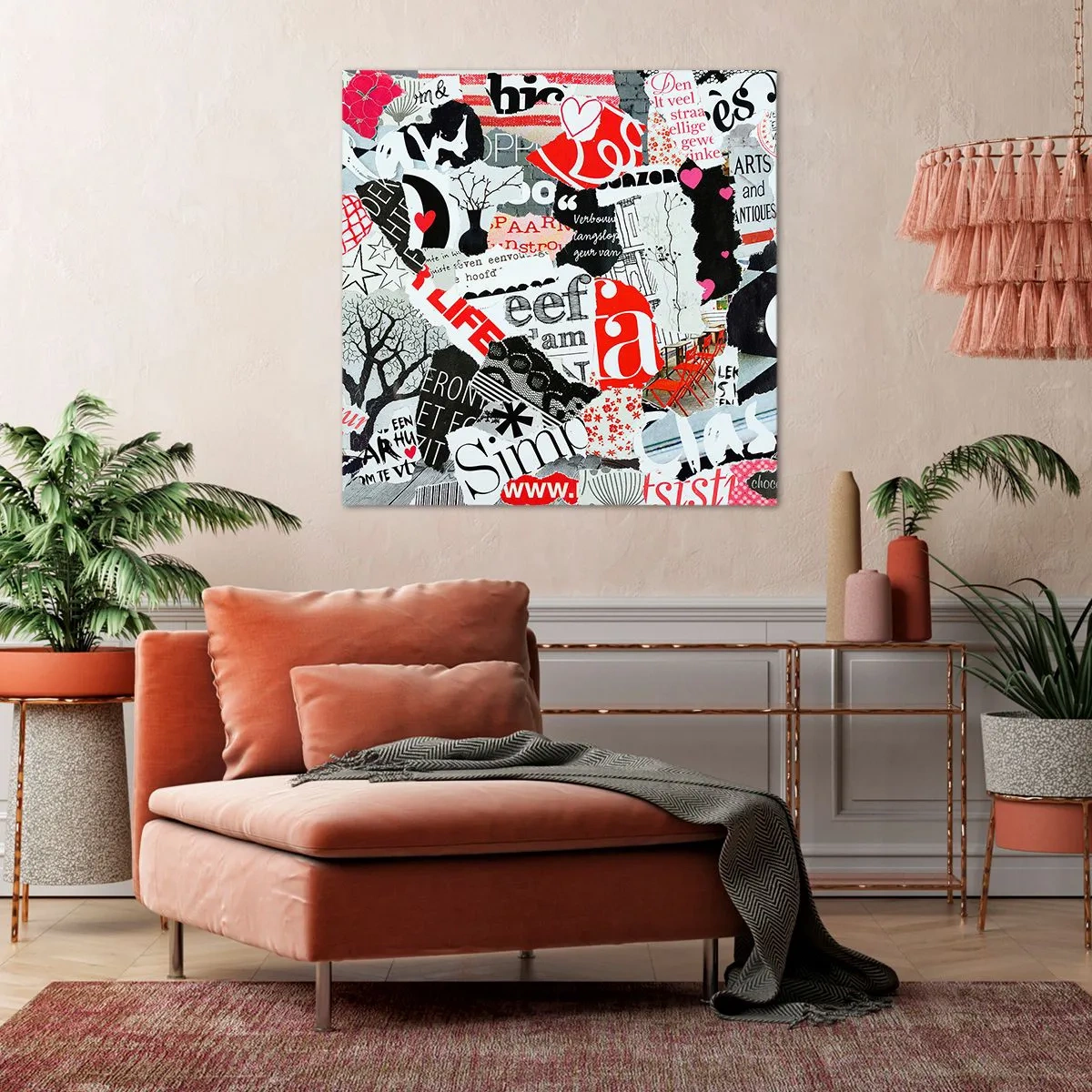 Quadro em tela - Colagem hipster - 40x40 cm