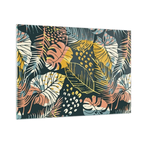 Quadro em vidro - Fantasia de folhas - 100x70 cm