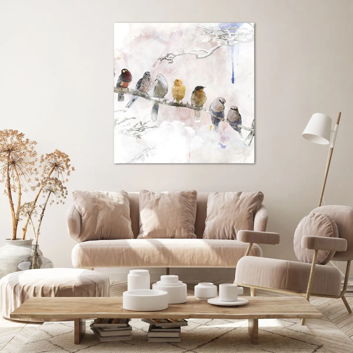 Quadro em tela - Reunião alada - 70x70 cm