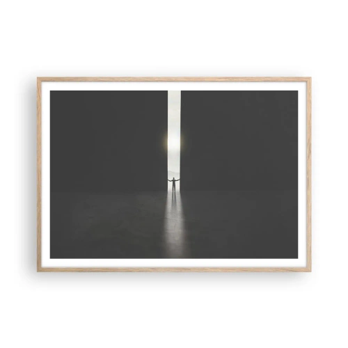 Pôster com moldura de carvalho claro - Um passo para um futuro brilhante - 100x70 cm