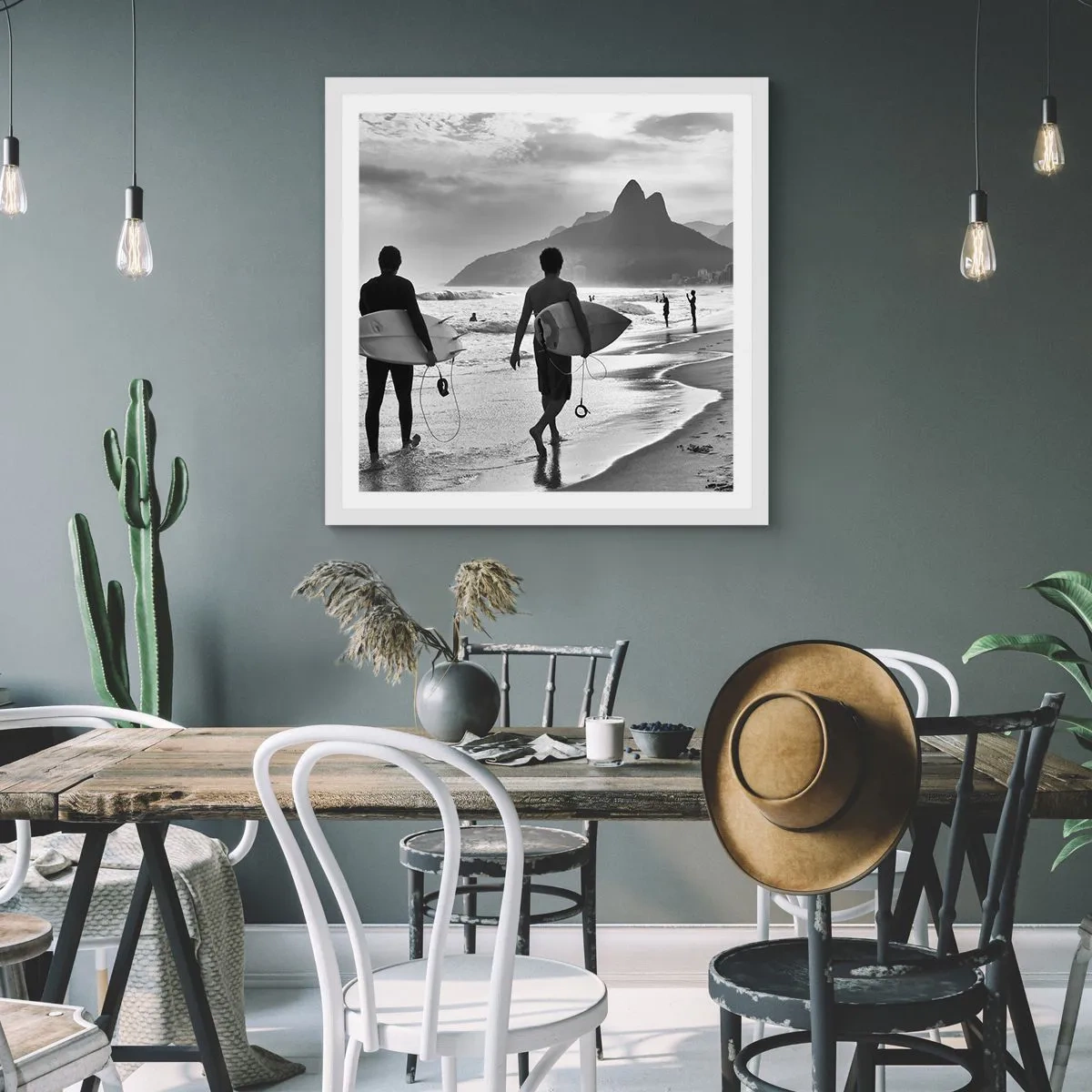 Pôster em moldura branca - Samba para uma onda - 40x40 cm