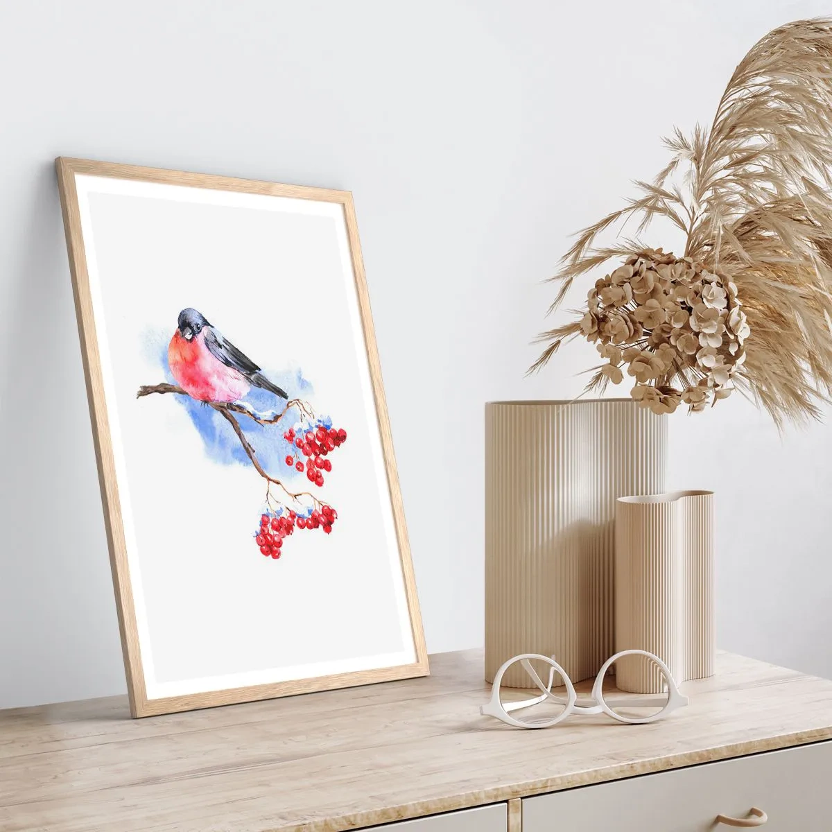 Pôster com moldura de carvalho claro - Inverno a cores - 70x100 cm