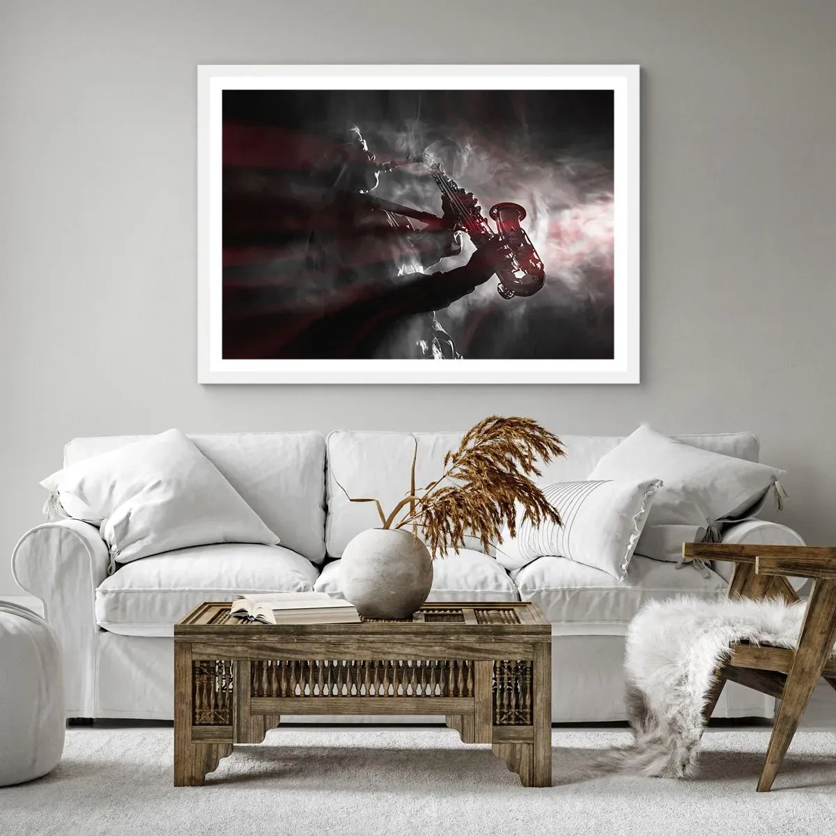 Pôster em moldura branca - Nos fumos do jazz - 40x30 cm