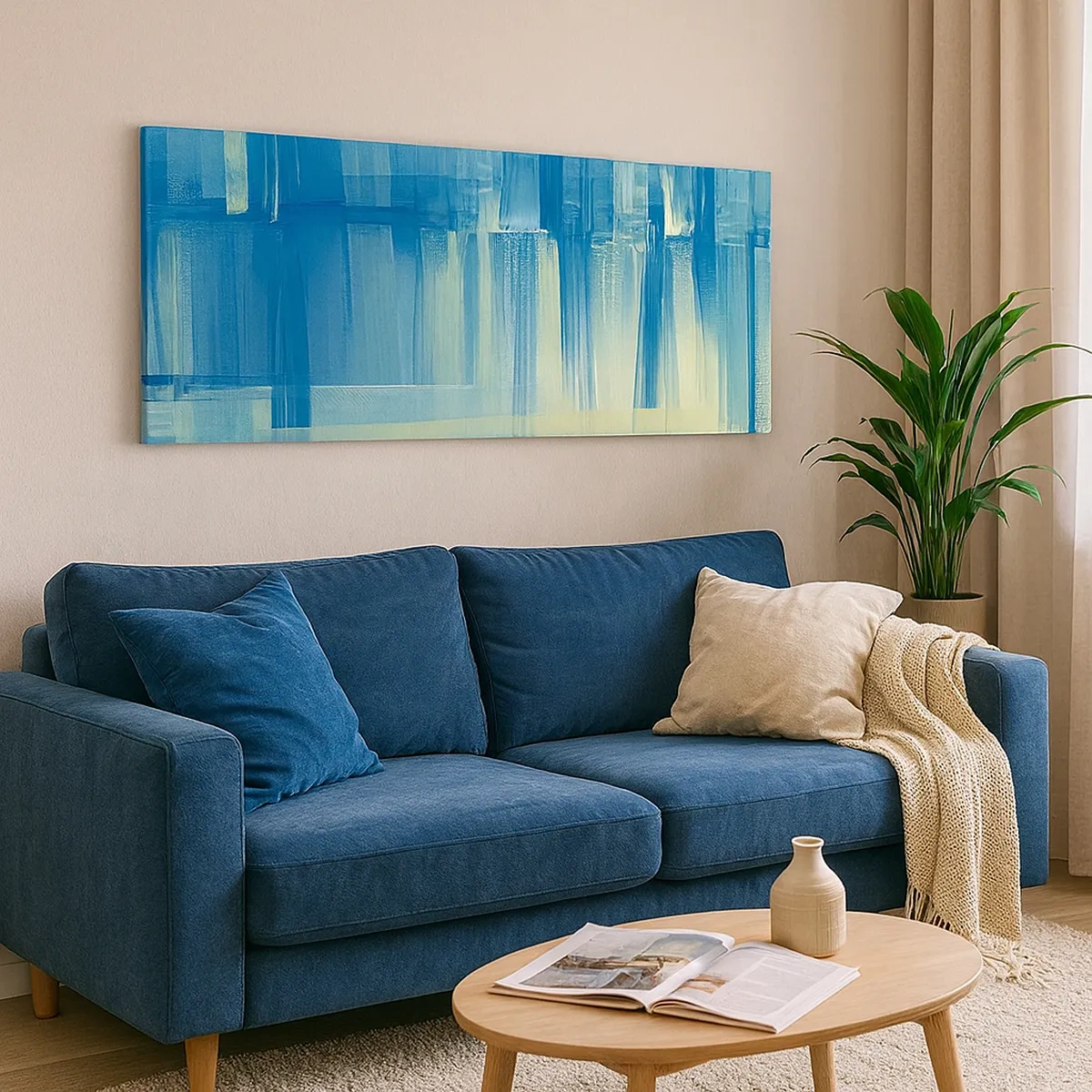 Quadro em tela - Composição em turquesa - 30x30 cm