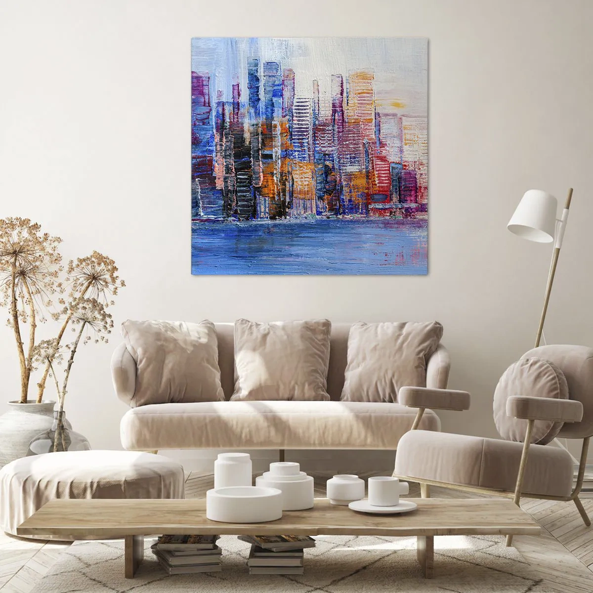 Quadro em tela - Metrópole alegre - 40x40 cm