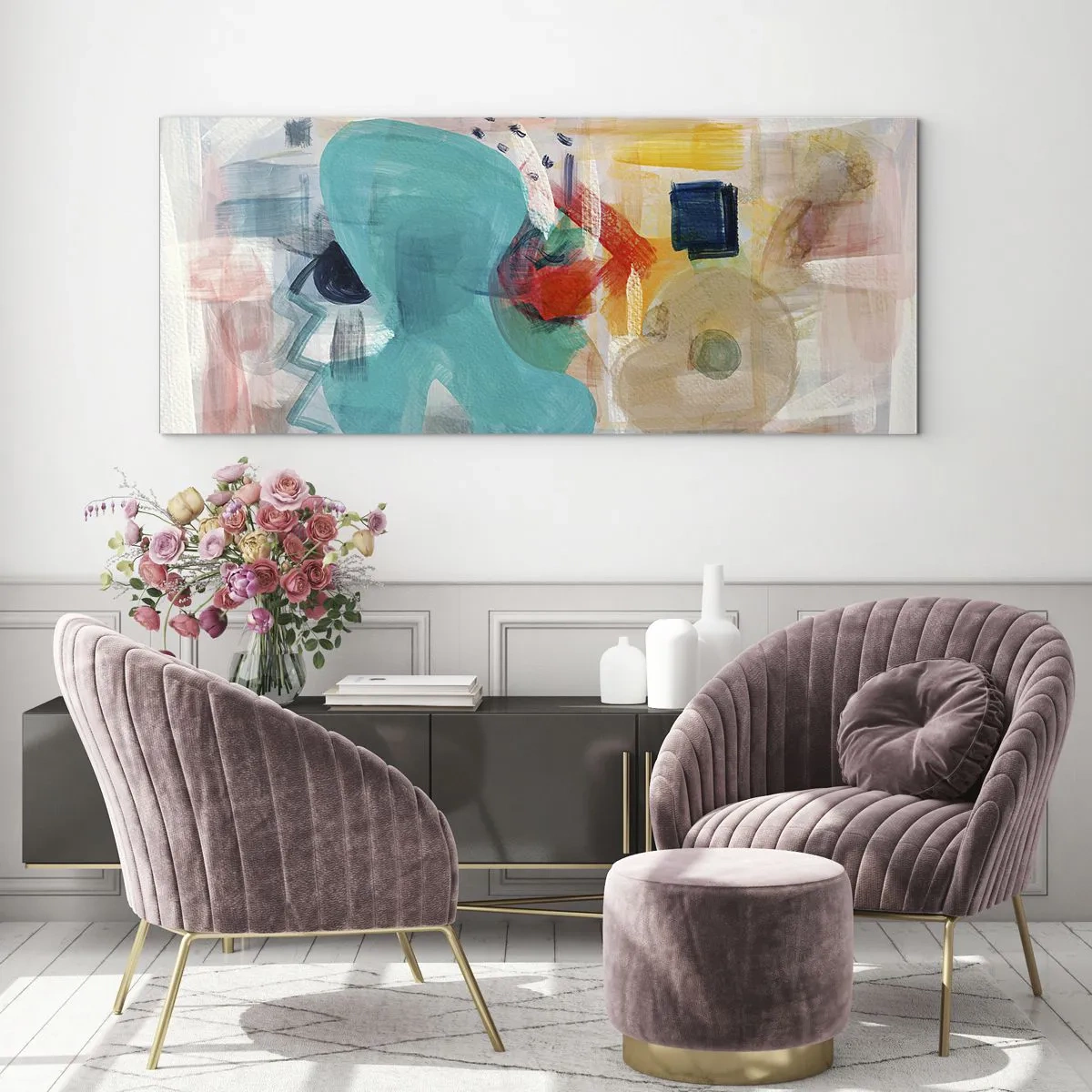 Quadro em vidro - Jogo colorido - 140x50 cm