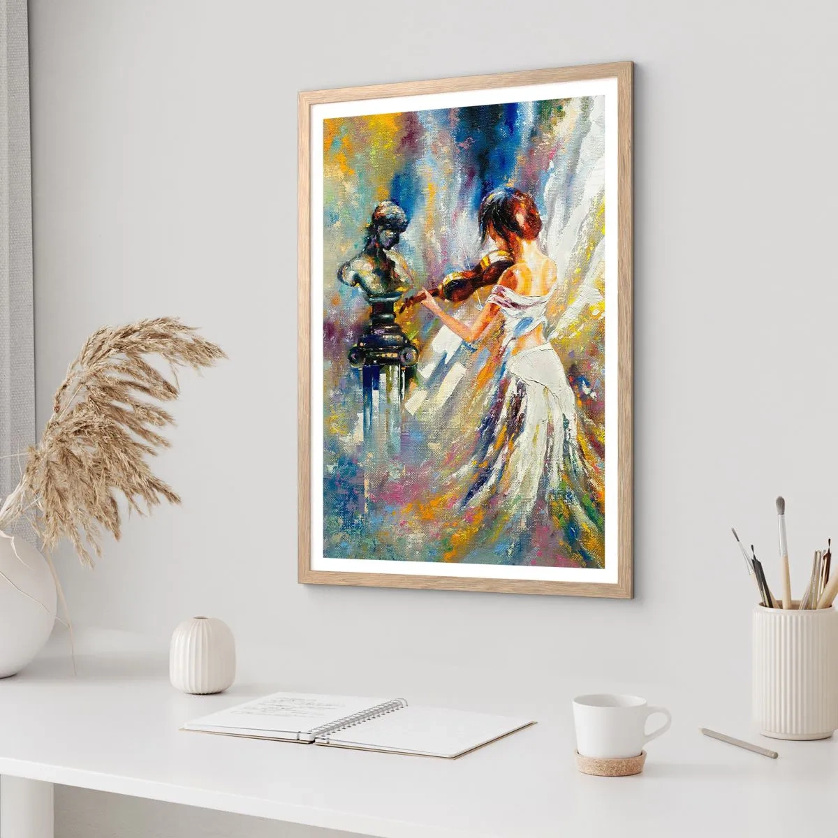 Pôster com moldura de carvalho claro - Ożywić uczuciem - 61x91 cm