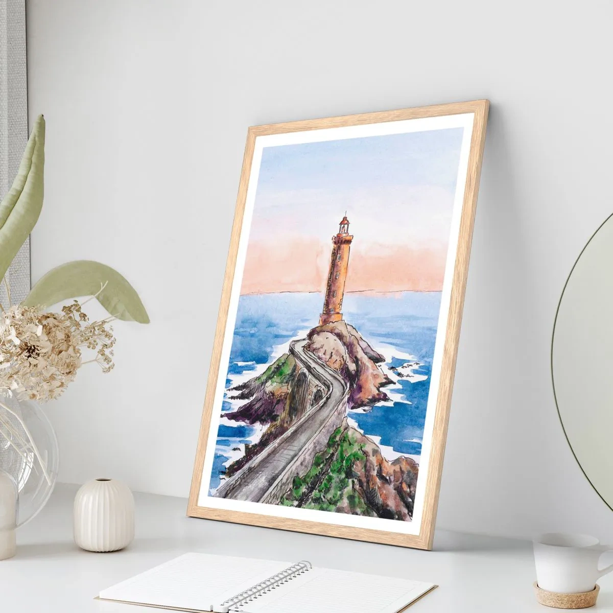 Pôster com moldura de carvalho claro - De frente para o mar - 50x70 cm
