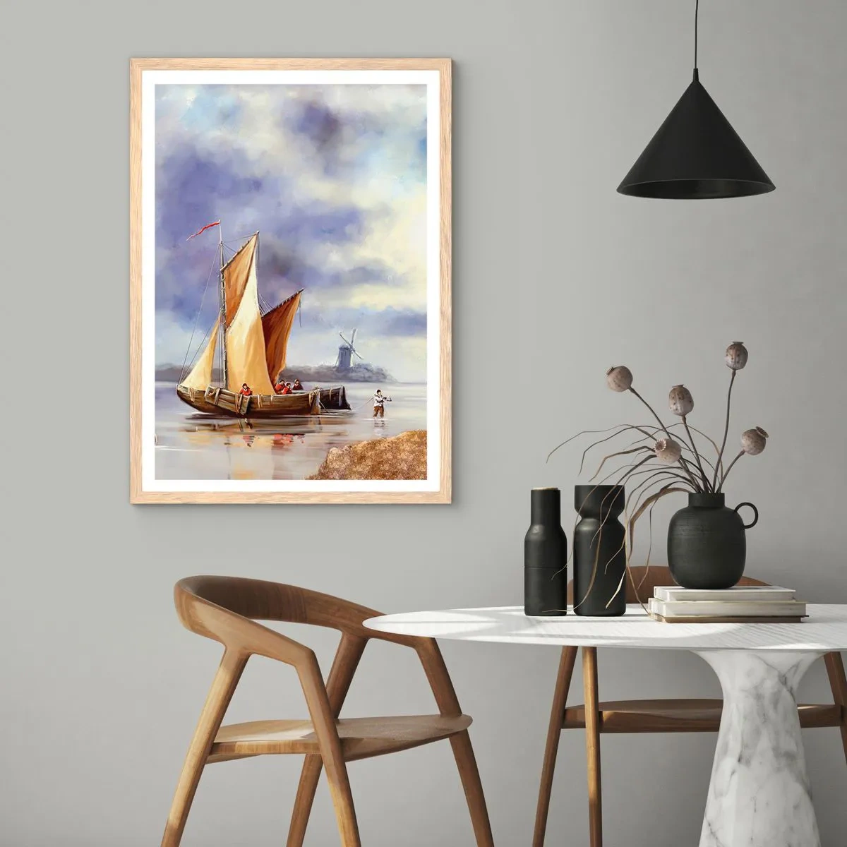 Pôster com moldura de carvalho claro - O regresso dos marinheiros - 50x70 cm