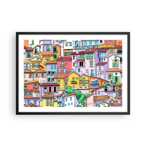 Pôster com moldura preta - Cidade divertida - 70x50 cm
