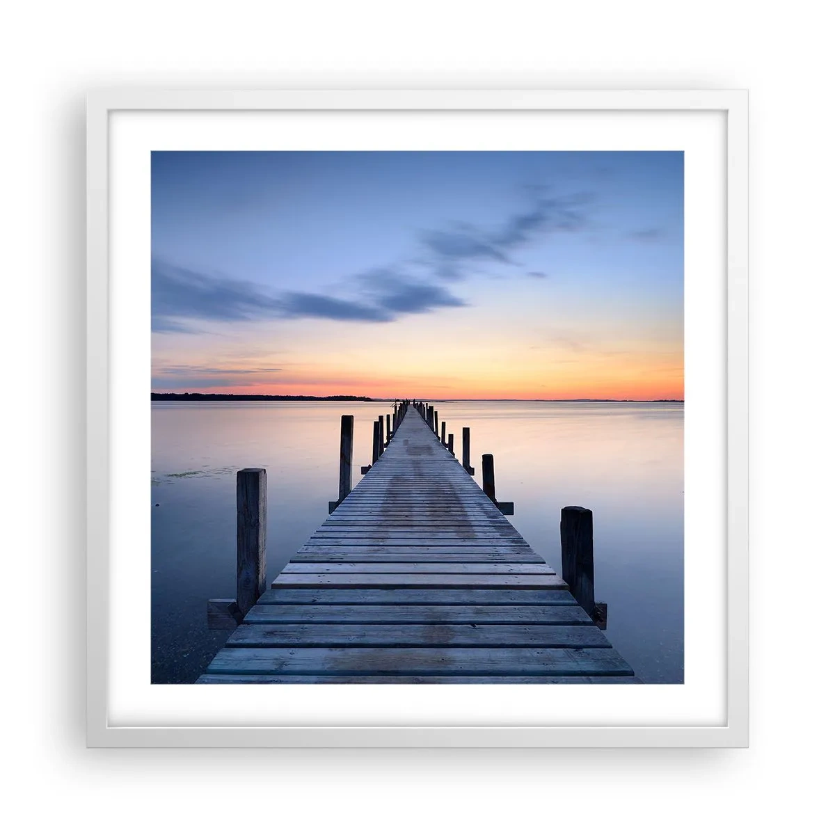 Pôster em moldura branca - A calma de um crepúsculo sereno - 50x50 cm