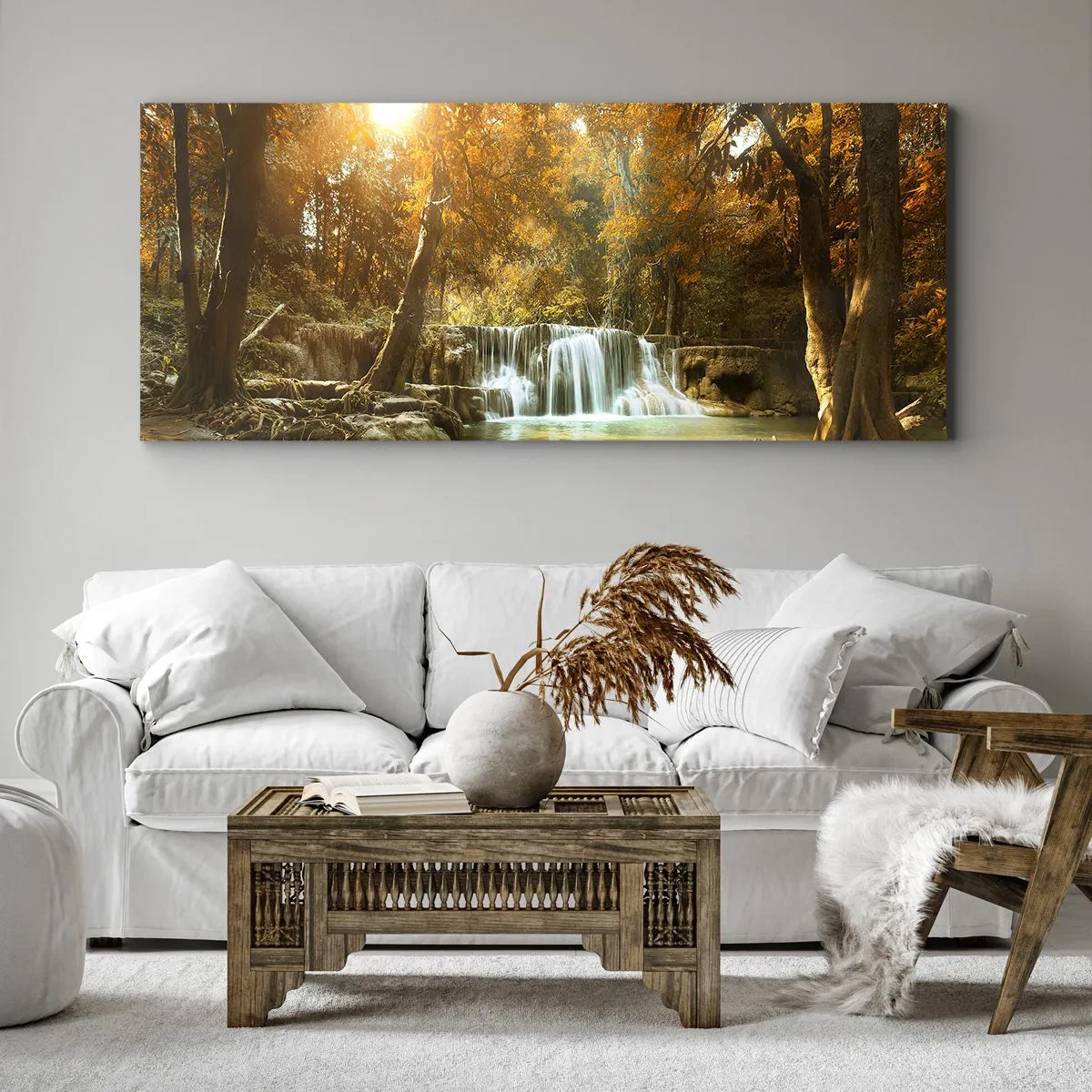 Quadro em tela - A cascata do parque - 100x40 cm