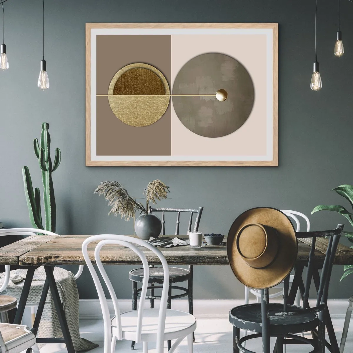 Pôster com moldura de carvalho claro - Equilíbrio perfeito - 70x50 cm
