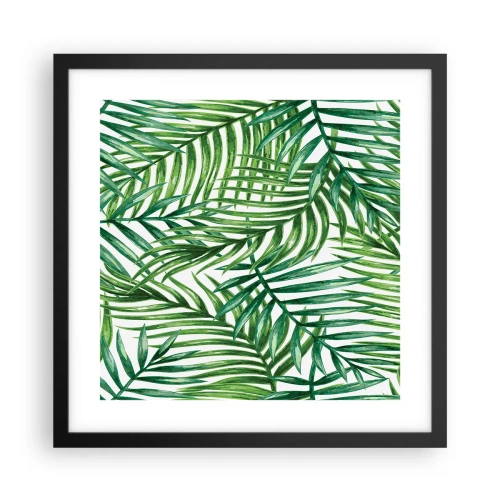 Pôster com moldura preta - Sob as folhas verdes - 40x40 cm