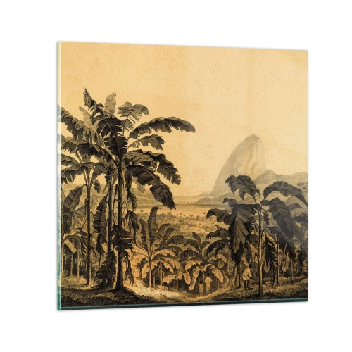 Quadro em vidro - num clima colonial - 60x60 cm