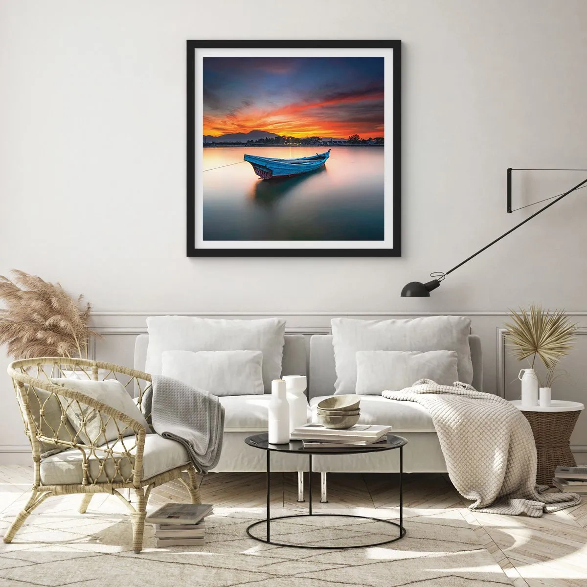 Pôster com moldura preta - Uma boa noite se aproxima - 30x30 cm