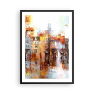 Pôster com moldura preta - Uma cidade pitoresca com uma ponte de estilo artístico - 50x70cm - Debaixo da ponte também é bonito - Decoração de parede moderna para a sala de estar e quarto ARTTOR