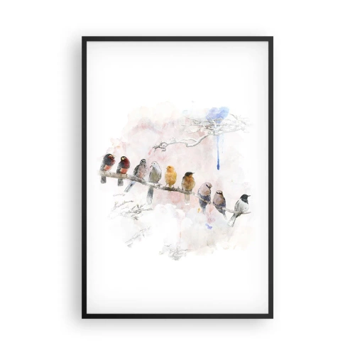 Pôster com moldura preta - Reunião alada - 61x91 cm
