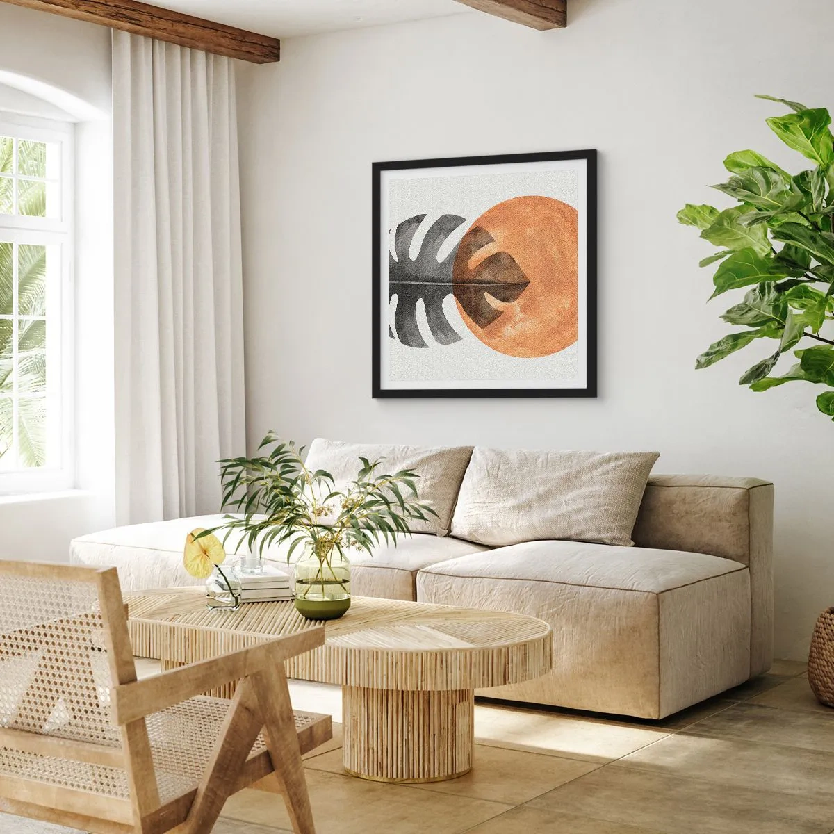 Pôster com moldura preta - Sempre o sol - 60x60 cm