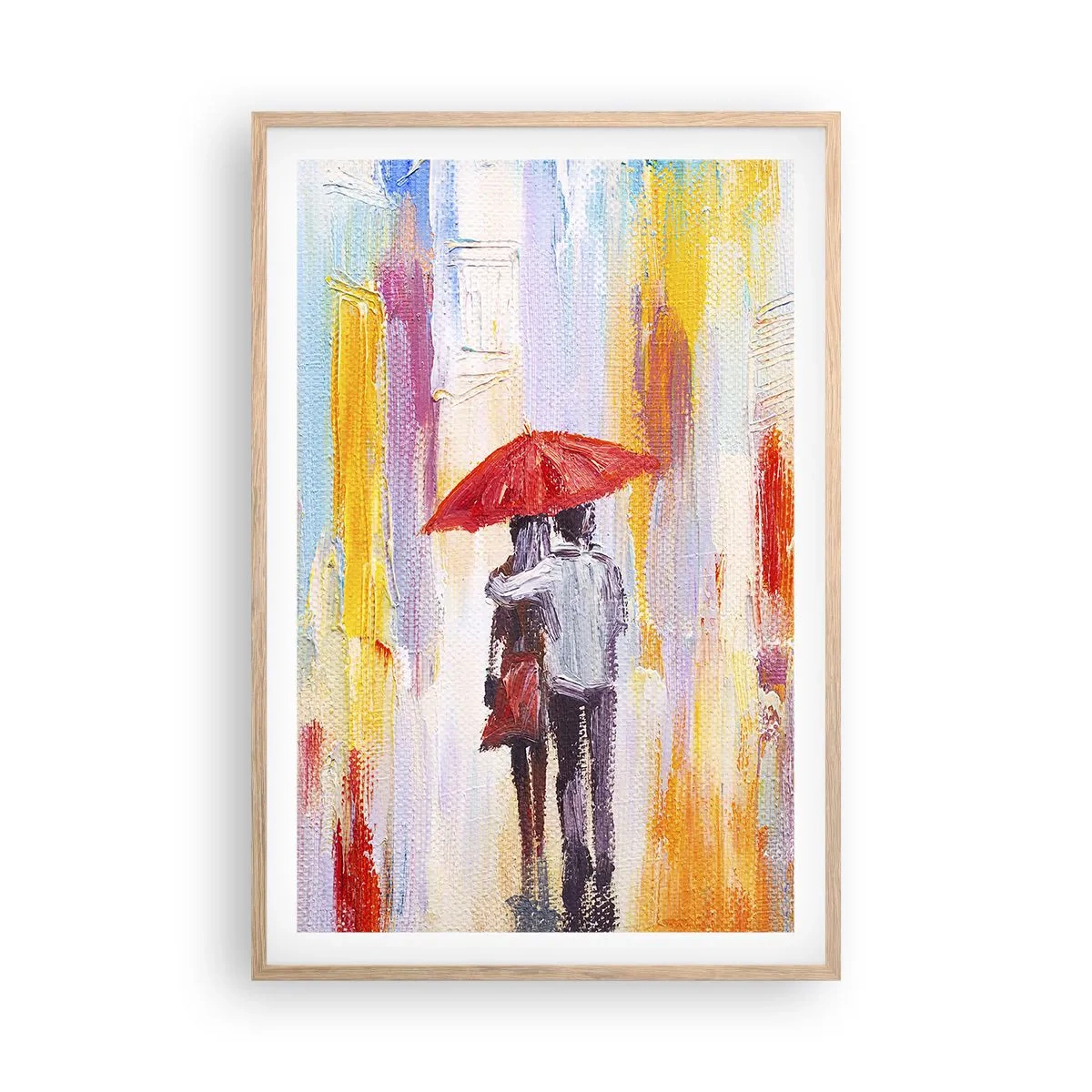 Pôster com moldura de carvalho claro - Que continue a chover - 61x91 cm
