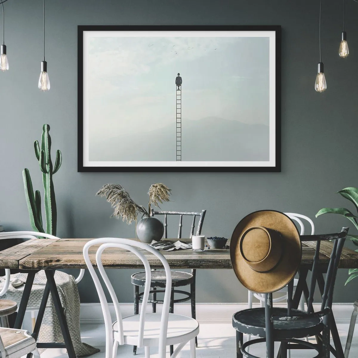 Pôster com moldura preta - Vá além - 50x40 cm